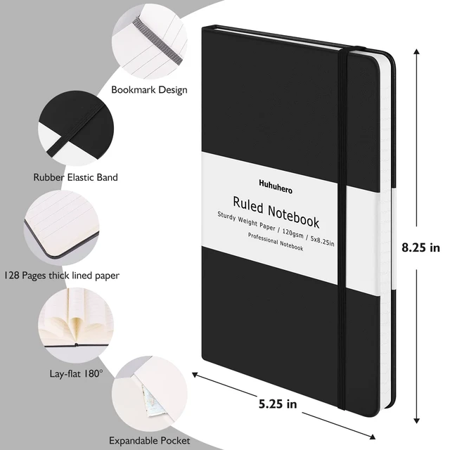 Alt view image 4 of 7 - 10 Pack Lined Notebook Journals, College Ruled 5.25"×8.25", Green Hardcover A5 Small Notepads, 120gsm Thick Paper for Writing Journaling Note Taking, School Office Supply (10, Green)