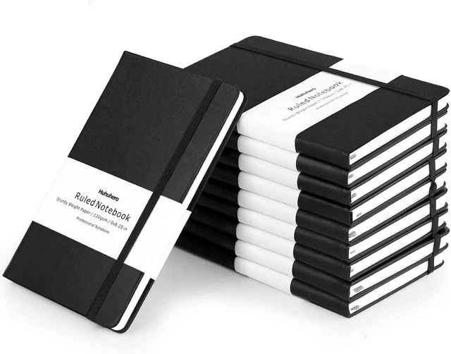 Main image of 10 Pack Lined Journal Notebook, A5 College Ruled 5"×8.25", Black Hardcover Notebooks for Work School, 120Gsm Thick Writing Journals for Note Taking, Office School Supply