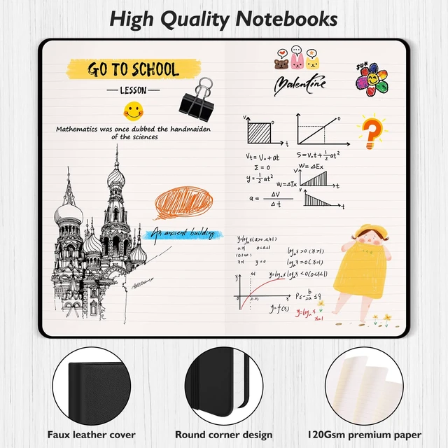 Alt view image 2 of 7 - 10 Pack Lined Notebook Journals, College Ruled 5.25"×8.25", Green Hardcover A5 Small Notepads, 120gsm Thick Paper for Writing Journaling Note Taking, School Office Supply (10, Green)