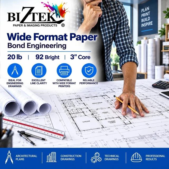 Alt view image 6 of 7 - Wide Format Paper Bond Engineering Rolls (2 Rolls, 36 In x 500 Ft)