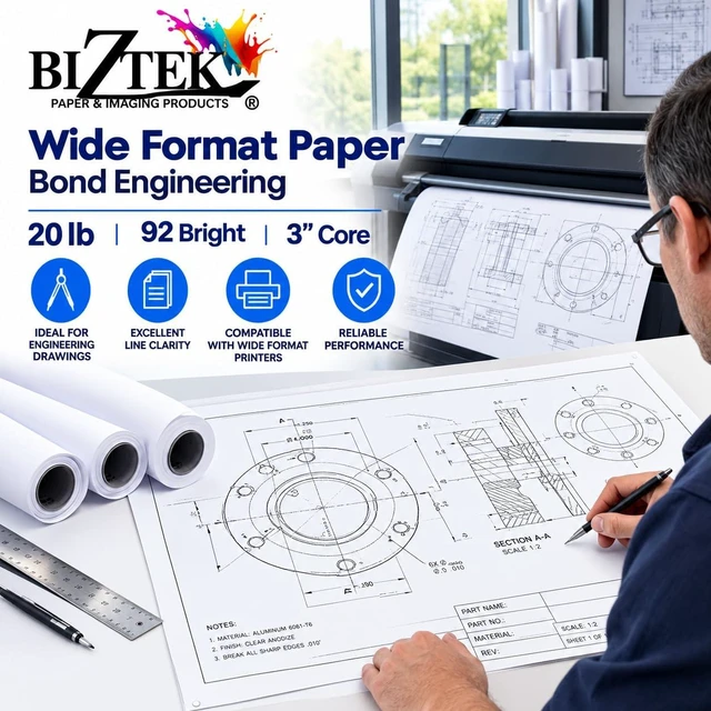 Alt view image 7 of 7 - Wide Format Paper Bond Engineering Rolls (2 Rolls, 36 In x 500 Ft)