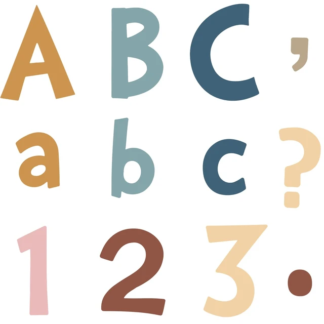 Alt view image 3 of 7 - 134 Pieces 5 Inch Bulletin Board Letters, Morandi Color Alphabet Numbers Combo Set, Classroom Die Cut Letter Cutouts, Back to School Decor for Bulletin Board Display Home