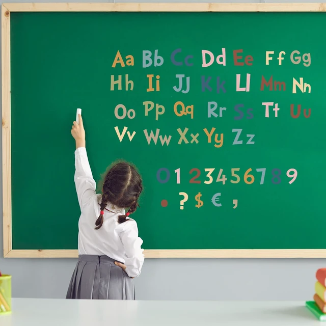 Alt view image 6 of 7 - 134 Pieces 5 Inch Bulletin Board Letters, Morandi Color Alphabet Numbers Combo Set, Classroom Die Cut Letter Cutouts, Back to School Decor for Bulletin Board Display Home