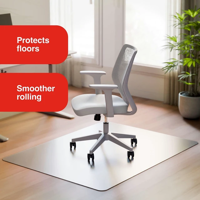 Alt view image 2 of 7 - Office Chair Mat, Clear, Hard Floors, 60x46 Inch, Textured Smooth-glide protection with textured underside for hard flooring surfaces