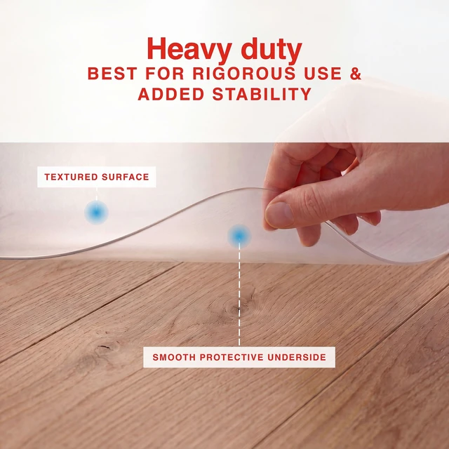 Alt view image 4 of 7 - Office Chair Mat, Clear, Hard Floors, 60x46 Inch, Textured Smooth-glide protection with textured underside for hard flooring surfaces