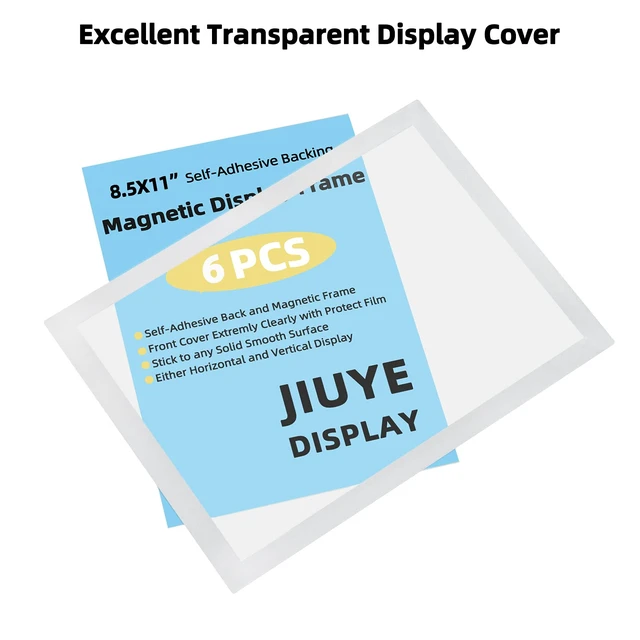Alt view image 3 of 7 - 8.5 x 11 Self Adhesive Magnetic Sign Holder,Dual Sides Transparent Magnetic Window Display Frame for Office/Store/School as Shop Notice Frame/Schedule (8.5"x11" 6Pcs, Silver)