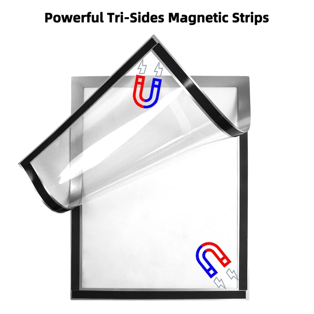 Alt view image 5 of 7 - 8.5 x 11 Self Adhesive Magnetic Sign Holder,Dual Sides Transparent Magnetic Window Display Frame for Office/Store/School as Shop Notice Frame/Schedule (8.5"x11" 6Pcs, Silver)