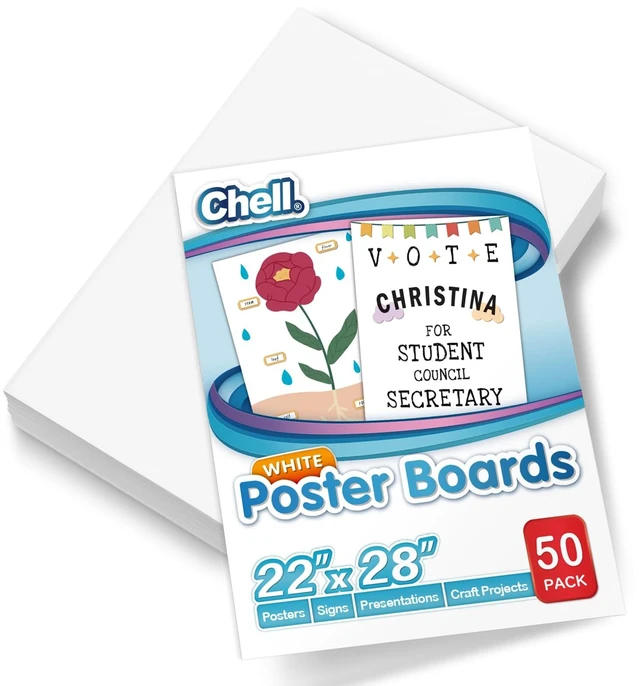 Main image of 50 Pack 22"x28" White Poster Board Heavyweight, 85 lb. Cover Weight Lagre Size, Cardstock Paper, Bright White, Smooth Surface, Easy to Write-on, Not Easy to Break
