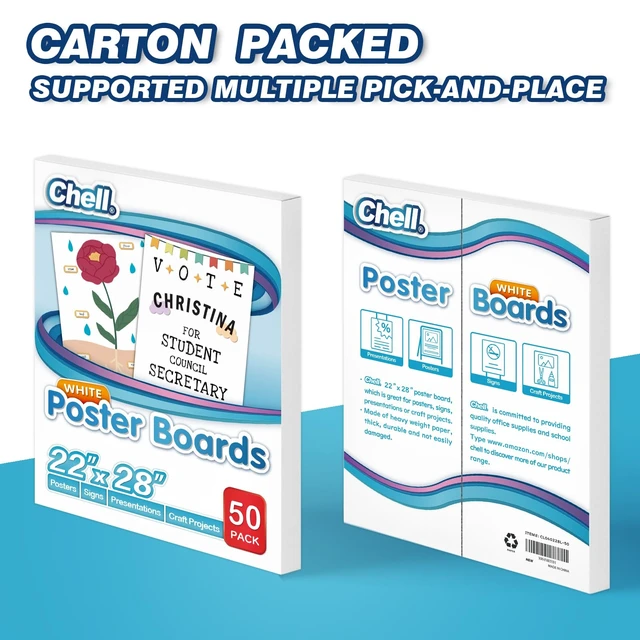 Alt view image 4 of 7 - 50 Pack 22"x28" White Poster Board Heavyweight, 85 lb. Cover Weight Lagre Size, Cardstock Paper, Bright White, Smooth Surface, Easy to Write-on, Not Easy to Break