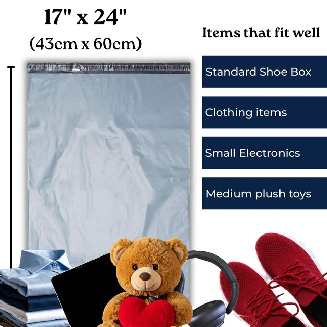 Alt view image 3 of 7 - Large Shipping Bags 17" x 24" Self Sealing Jumbo Poly Mailers 10 Large Mailing Bags for Shipping Clothes, Shoes or Posting Packages. Self Adhesive Strong Seal, Waterproof and Tamperproof