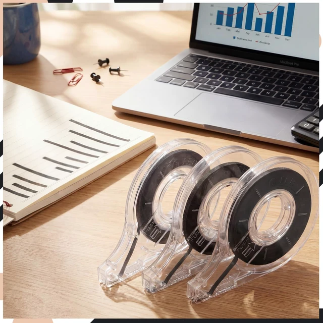 Alt view image 6 of 6 - 6 Pack Whiteboard Tape with Dispenser, Width 1/5", Black Graphic Tape with Dispenser, Length 43 ft Thin, Pinstripe Line, Dry Erase White Board Accessories for Grid Bar Chart