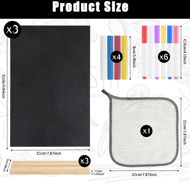 Alt view image 2 of 7 - 3 Packs 8 x 12 Inch Tabletop Chalkboard Sign With Wood Base - Double-Sided Message Boards Menu Stand for Kitchen, Wedding, Bar and Restaurant