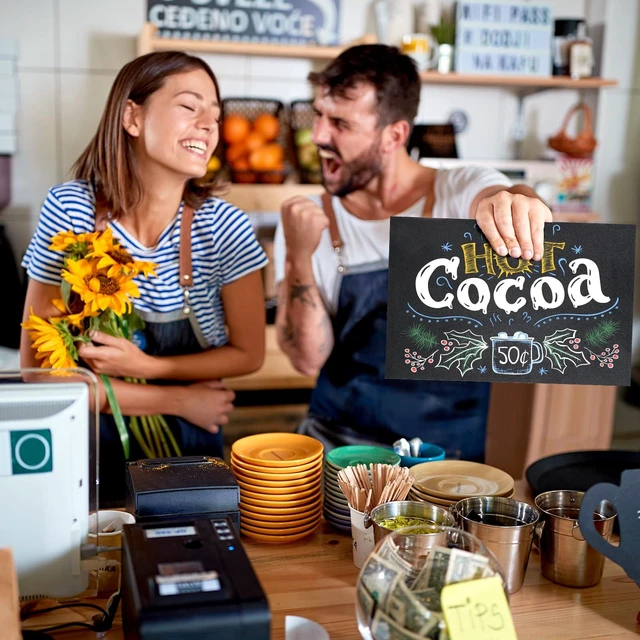 Alt view image 7 of 7 - 3 Packs 8 x 12 Inch Tabletop Chalkboard Sign With Wood Base - Double-Sided Message Boards Menu Stand for Kitchen, Wedding, Bar and Restaurant