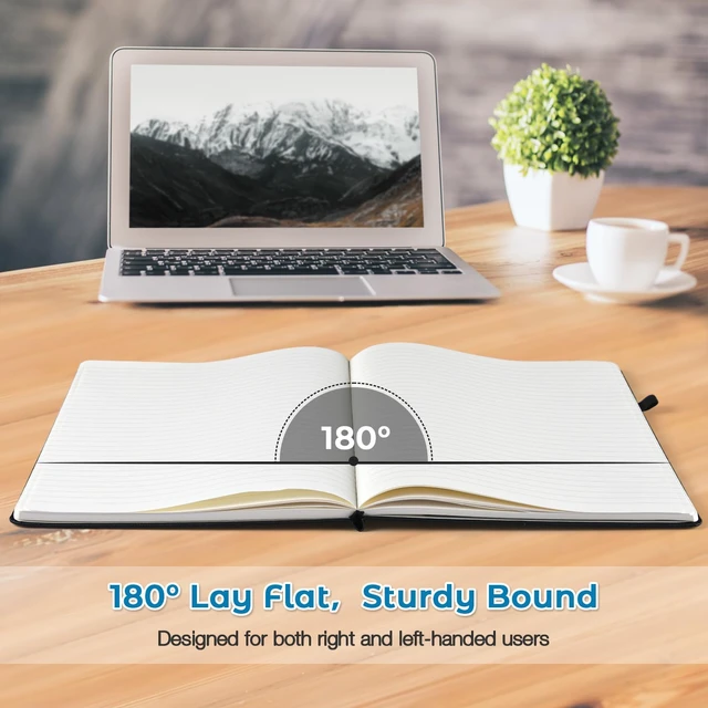 Alt view image 3 of 6 - Blank Notebook Hardcover Sketchbook, 8.5" x 11" Blank Journal, Thick Paper Large Thick Paper Sketchbook for Drawing Art, Unlined Notebook Journal for Women Men, A4 Leather Sketchbook, Lay Flat, Blue