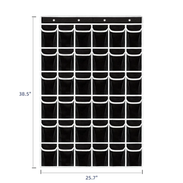 Alt view image 2 of 7 - 36 Clear Pockets Classroom Pocket Chart for Cell Phones,Pocket Chart Organizer for Calculator Holder with 36 Number Sticker Classroom Hanging Cell Phones Organizer (Black)
