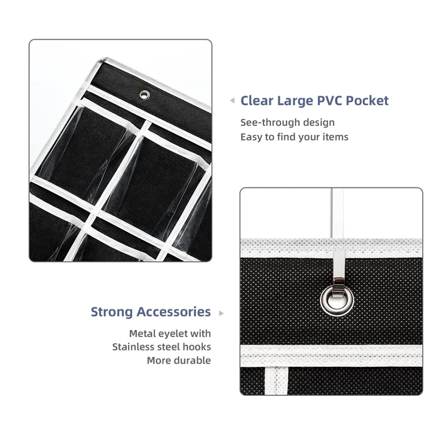 Alt view image 3 of 7 - 36 Clear Pockets Classroom Pocket Chart for Cell Phones,Pocket Chart Organizer for Calculator Holder with 36 Number Sticker Classroom Hanging Cell Phones Organizer (Black)