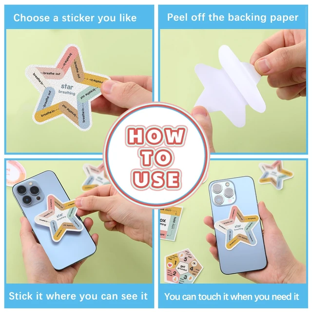 Alt view image 4 of 6 - 72 Pcs Anxiety Sensory Breathing Stickers,Morandi Color Adults Fidget Mindfulness 9 Styles Calm down Items mental health stickers Anxiety Relief Breathing Exercises