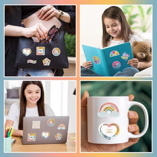 Alt view image 6 of 6 - 72 Pcs Anxiety Sensory Breathing Stickers,Morandi Color Adults Fidget Mindfulness 9 Styles Calm down Items mental health stickers Anxiety Relief Breathing Exercises
