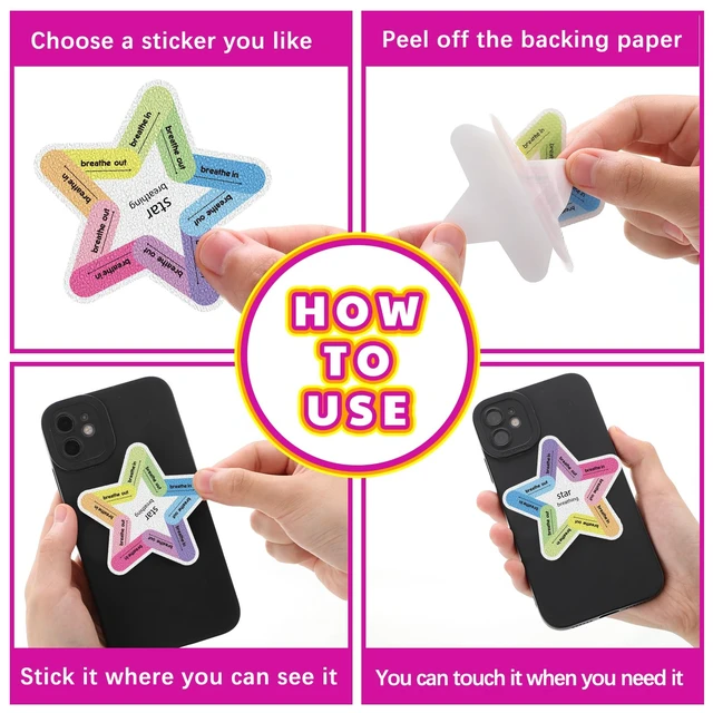 Alt view image 4 of 5 - 72 Pcs Anxiety Sensory Breathing Stickers,Classic Color Adults Fidget Mindfulness 9 Styles Calm down Items mental health stickers Anxiety Relief Breathing Exercises