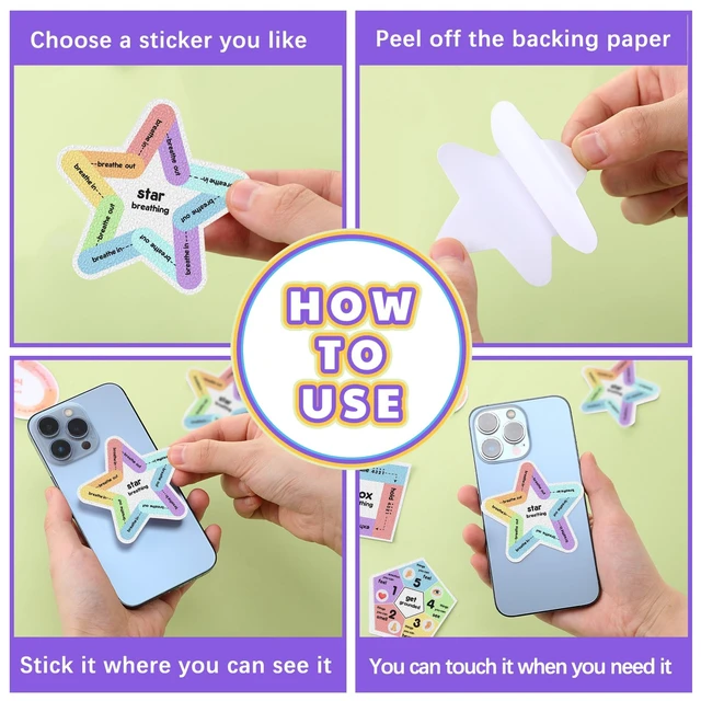 Alt view image 4 of 6 - 72 Pcs Anxiety Sensory Breathing Stickers,Rainbow Color Adults Fidget Mindfulness 9 Styles Calm down Items mental health stickers Anxiety Relief Breathing Exercises