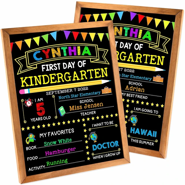 Main image of First Day of School Sign - First Day of School Board - 14 X 11 Inch Double-Sided, First & Last Day of School Chalkboard with Frame for Kid, Back to School Supplies for Preschool Kindergarten 1st Grade
