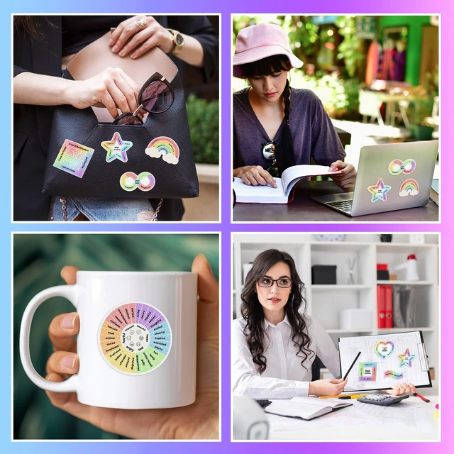 Alt view image 6 of 6 - 72 Pcs Anxiety Sensory Breathing Stickers,Rainbow Color Adults Fidget Mindfulness 9 Styles Calm down Items mental health stickers Anxiety Relief Breathing Exercises