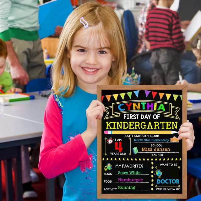 Alt view image 5 of 6 - First Day of School Sign - First Day of School Board - 14 X 11 Inch Double-Sided, First & Last Day of School Chalkboard with Frame for Kid, Back to School Supplies for Preschool Kindergarten 1st Grade
