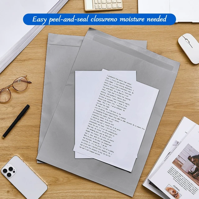 Alt view image 6 of 6 - 50 Pcs 14'' x 18'' Large Mailing Envelopes 32lb with Gummed Flaps Gray Heavyweight Kraft Paper, Catalog Jumbo Size for Documents, Office Storage and Organizing Supplies, Self-seal Flap