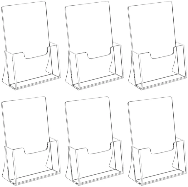 Main image of Brochure Holder 8.5 x 5.5 inches, Acrylic Flyer Holder with 6 Pack Plastic Stands for Displaying Magazines, Pamphlets, Literature, Brochures, Booklets, Menu