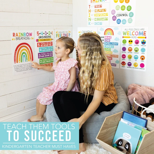 Alt view image 7 of 7 - 8 Calming Corner Classroom Must Haves, Coping & Feelings Poster for Kids Calm Corner Posters with Emotions Chart, School Counselor Mental Health Posters, Feelings Wheel Calming Classroom Decor