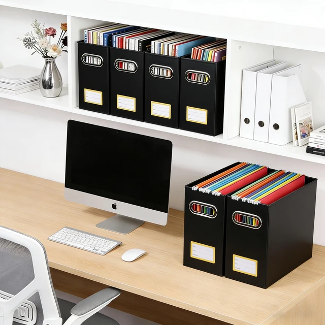 Alt view image 2 of 6 - Collapsible File Organizer Box with Handle,12.20x5.11x9.84Inches, Filing Organizer for Home or Office, Small Portable File Box