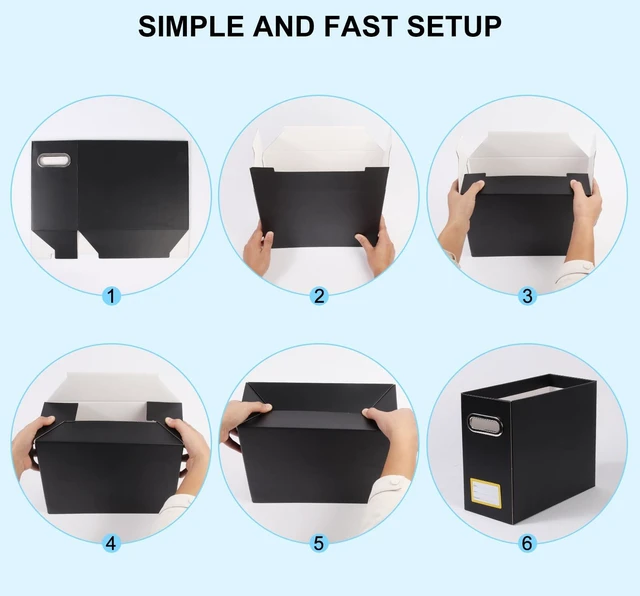 Alt view image 5 of 6 - Collapsible File Organizer Box with Handle,12.20x5.11x9.84Inches, Filing Organizer for Home or Office, Small Portable File Box