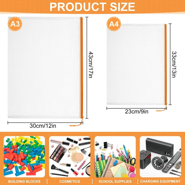 Alt view image 2 of 6 - 20PCS Mesh Zipper Pouch Bags,File Bags,Toy Storage Bags,Clear Organizer Bags,Suitable for Board Game,Home,School,and Office Organization(10A3+10A4)