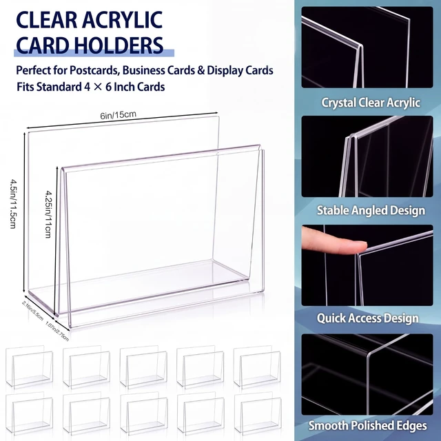 Alt view image 2 of 7 - 20 Pcs Clear Acrylic Postcard Holder Stand, Office Home School Slanted Postcard Greeting Business Card Display Organizer, Desktop Stand for Countertop Office, 6 X 4.25 X 4.5 in