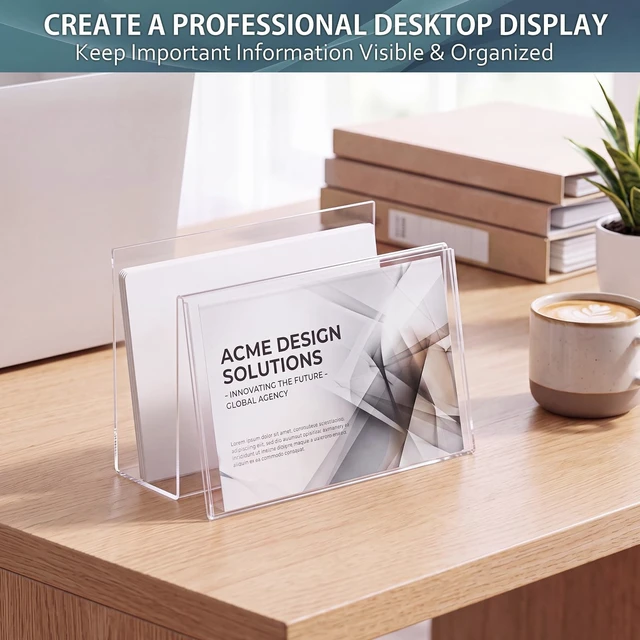 Alt view image 3 of 7 - 20 Pcs Clear Acrylic Postcard Holder Stand, Office Home School Slanted Postcard Greeting Business Card Display Organizer, Desktop Stand for Countertop Office, 6 X 4.25 X 4.5 in