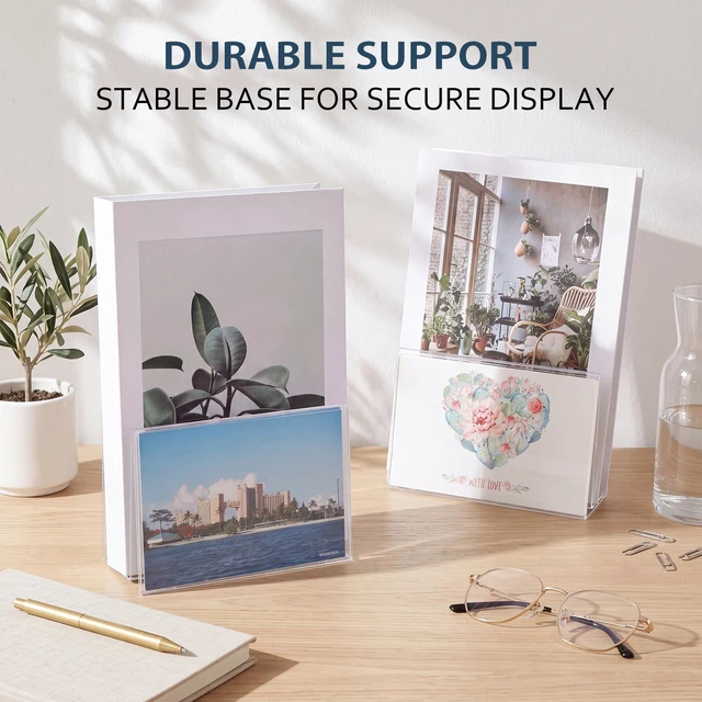 Alt view image 5 of 7 - 20 Pcs Clear Acrylic Postcard Holder Stand, Office Home School Slanted Postcard Greeting Business Card Display Organizer, Desktop Stand for Countertop Office, 6 X 4.25 X 4.5 in
