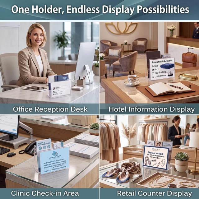 Alt view image 7 of 7 - 20 Pcs Clear Acrylic Postcard Holder Stand, Office Home School Slanted Postcard Greeting Business Card Display Organizer, Desktop Stand for Countertop Office, 6 X 4.25 X 4.5 in