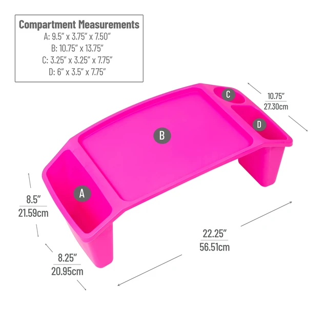 Alt view image 2 of 3 - Kids Lap Desk, Portable Activity Tray with Side Storage, Stackable Plastic Desk for Drawing, Snacks, Study, Set of 2, Pink