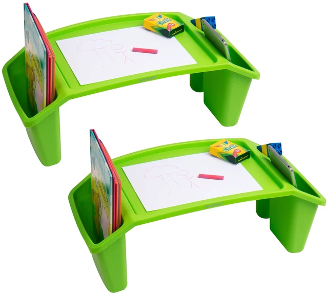 Main image of Kids Lap Desk, Portable Activity Tray with Side Storage, Stackable Plastic Desk for Drawing, Snacks, Study, Set of 2, Green