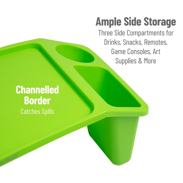 Alt view image 5 of 7 - Kids Lap Desk, Portable Activity Tray with Side Storage, Stackable Plastic Desk for Drawing, Snacks, Study, Set of 2, Green