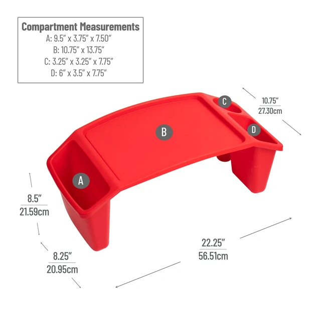 Alt view image 3 of 7 - Kids Lap Desk, Portable Activity Tray with Side Storage, Stackable Plastic Desk for Drawing, Snacks, Study, Set of 2, Red