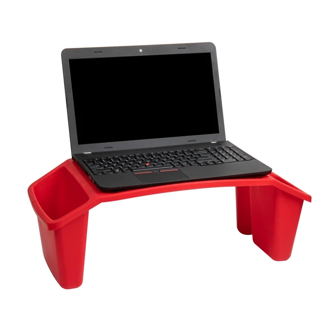 Alt view image 6 of 7 - Kids Lap Desk, Portable Activity Tray with Side Storage, Stackable Plastic Desk for Drawing, Snacks, Study, Set of 2, Red