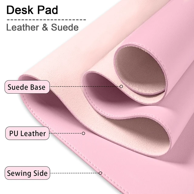 Alt view image 3 of 6 - 47.2" x 23.6" Large Desk Pad - Non-Slip PU Leather, Waterproof Writing Mat for Keyboard & Mouse, Fairy Tale Pink