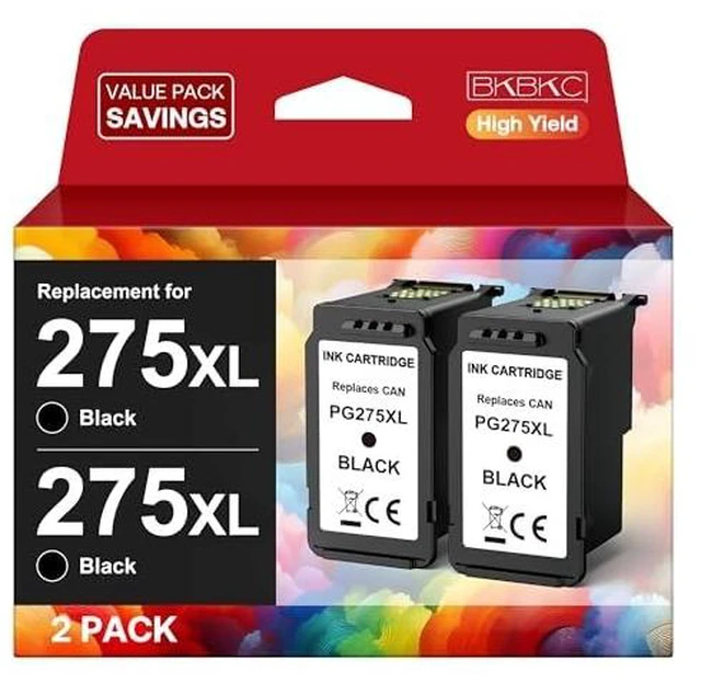 Main image of 275XL Black Ink Cartridge Replacement for Canon PG-275 Black Ink Remanufactured 275XL Ink Compatible with TS3500 TS3520 TS3522 TS3700 TS3720 TS3722 TR4700 4720 TR4722 TR4723 Printers (2 Black)