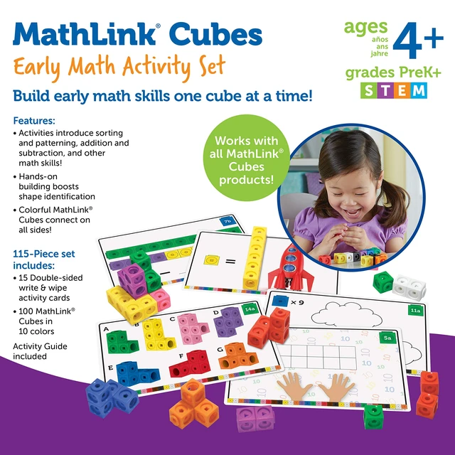 Alt view image 6 of 6 - MathLink Cubes Early Math Activity Set Elementary Math Manipulatives, Counting Blocks for Kids, Preschool Activities, Teacher Manipulatives for Classroom