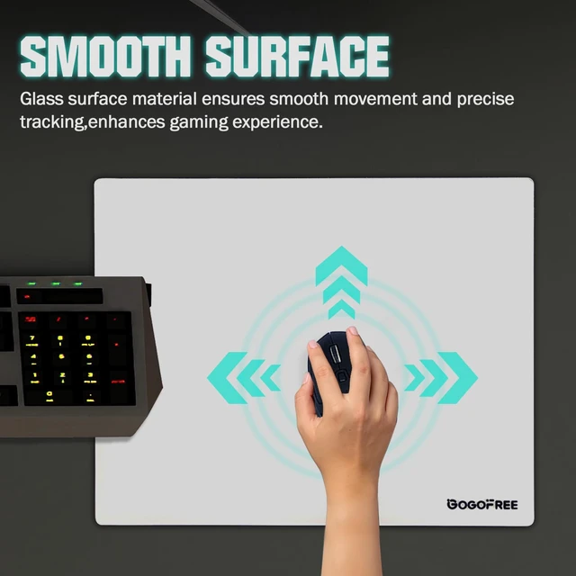 Alt view image 3 of 7 - Glass Mousepad with Hard Surface for Gaming, Ultra Smooth Mouse Mat, Water-Resistant Large Mouse Pad Precision Speed Control for Esport Games/Office, White XL(15.7×19.6)