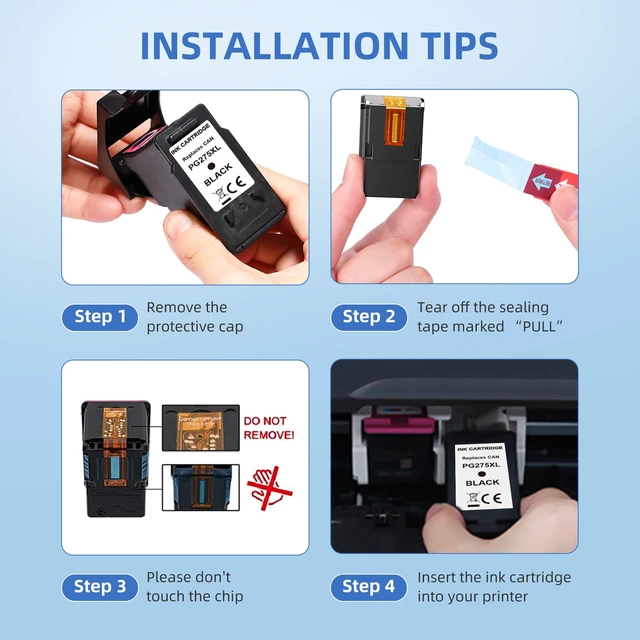 Alt view image 5 of 7 - 275XL Black Ink Cartridge Replacement for Canon PG-275 Black Ink Remanufactured 275XL Ink Compatible with TS3500 TS3520 TS3522 TS3700 TS3720 TS3722 TR4700 4720 TR4722 TR4723 Printers (2 Black)