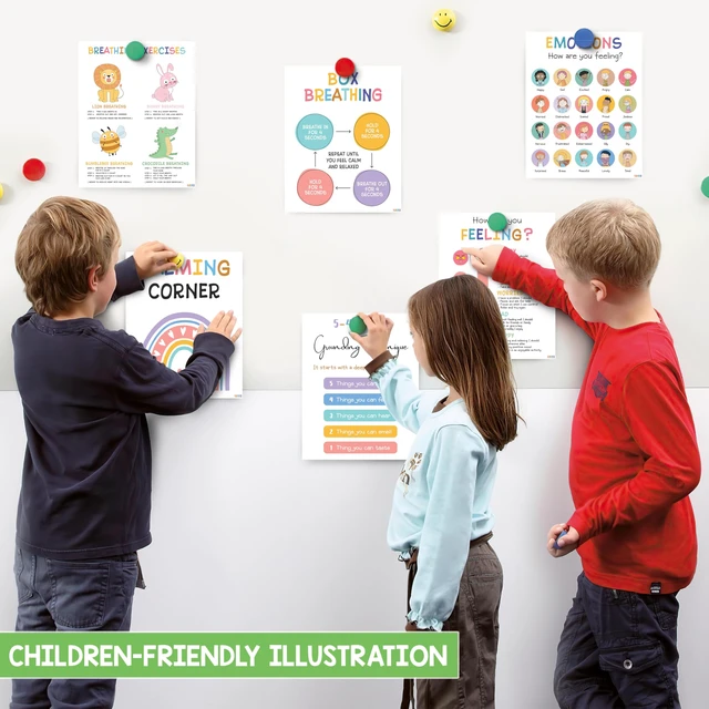 Alt view image 4 of 6 - 9 Calming Corner Classroom Posters, Mental Health Posters Therapy Office Decor,Calm Down Corner Coping Skills Wall Art for Kids Toddler Classroom Preschool Homeschool Decoration, Feelings