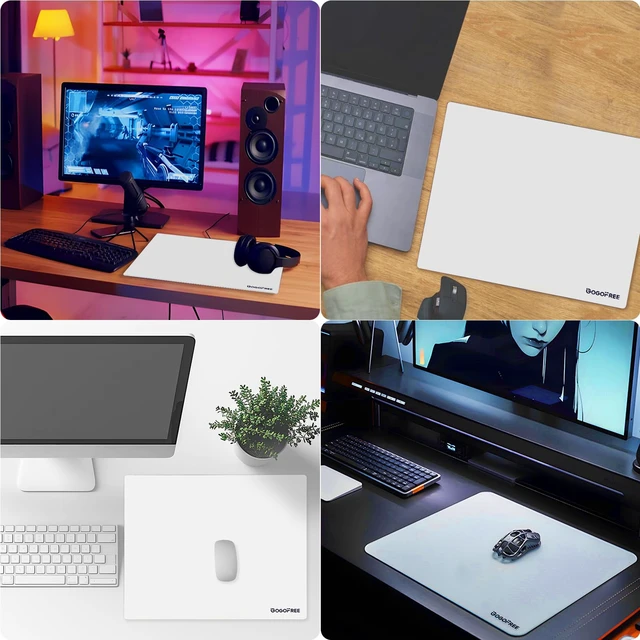 Alt view image 5 of 7 - Glass Mousepad with Hard Surface for Gaming, Ultra Smooth Mouse Mat, Water-Resistant Large Mouse Pad Precision Speed Control for Esport Games/Office, White XL(15.7×19.6)