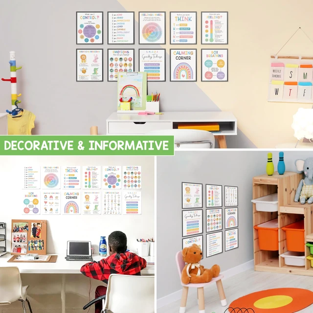 Alt view image 5 of 6 - 9 Calming Corner Classroom Posters, Mental Health Posters Therapy Office Decor,Calm Down Corner Coping Skills Wall Art for Kids Toddler Classroom Preschool Homeschool Decoration, Feelings